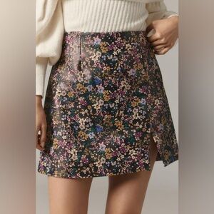 Anthropologie Maeve Faux-Leather Side-Slit Micro
Mini Skirt